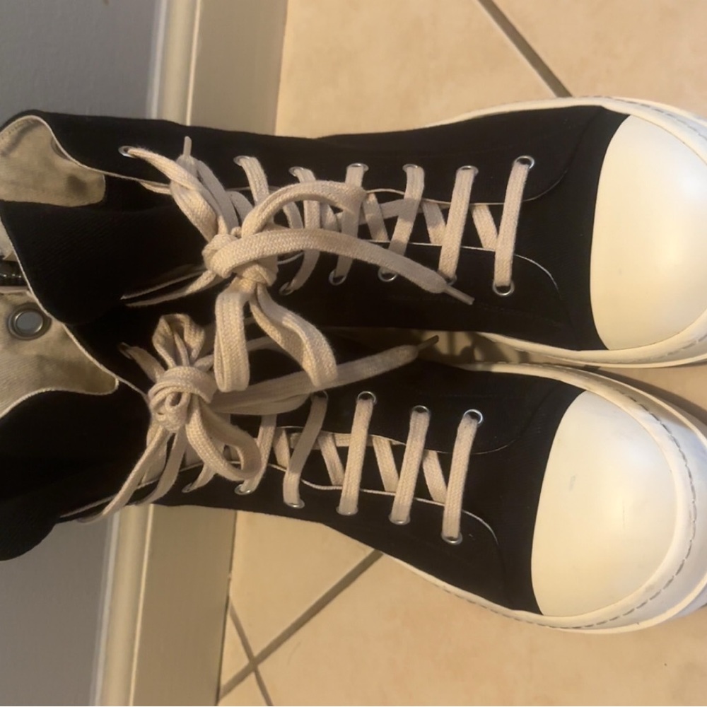 Stylish Black and White High-Top Sneakers